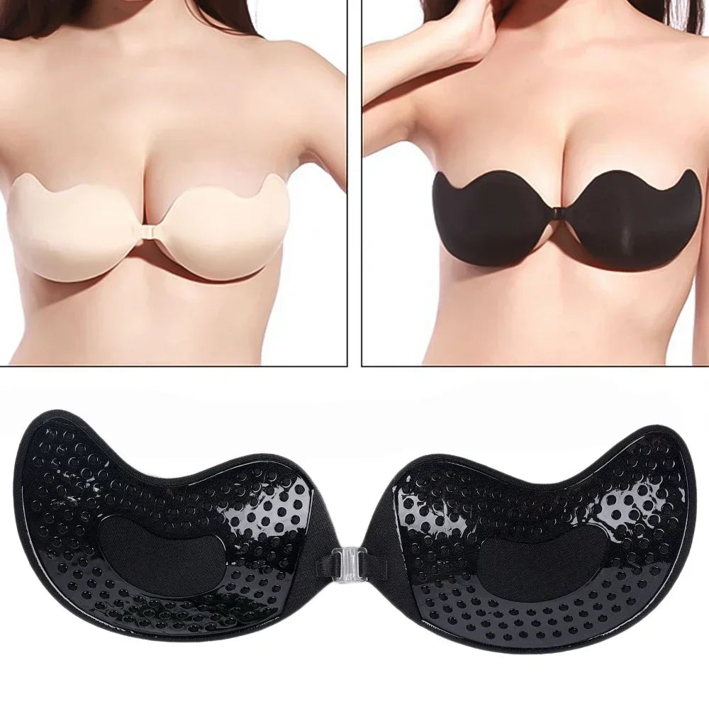 Unsichtbarer Push-up-BH – Rückenfreier, trägerloser und selbsthaftender Silikon-Bralette für Damen