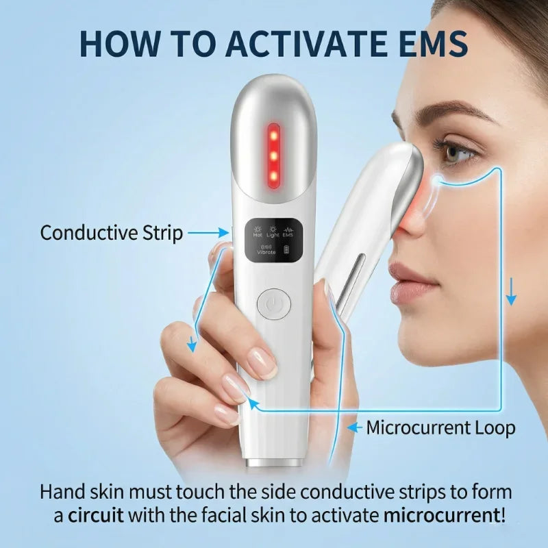 EMS-Mikrostrom-Gesichtsliftungsgerät – Rotlicht-Gesichts-Zauberstab für Augen, Hals & Gesicht | Hautstraffendes, Anti-Falten & Lifting-Beauty-Tool