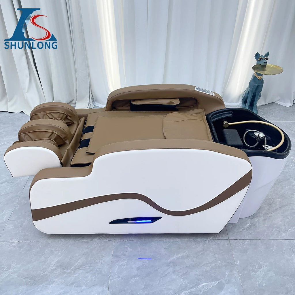 Lit de shampoing thaïlandais inclinable moderne – Lit de lavage capillaire pour massage complet du corps et soin du cuir chevelu | Salon professionnel et spa de beauté