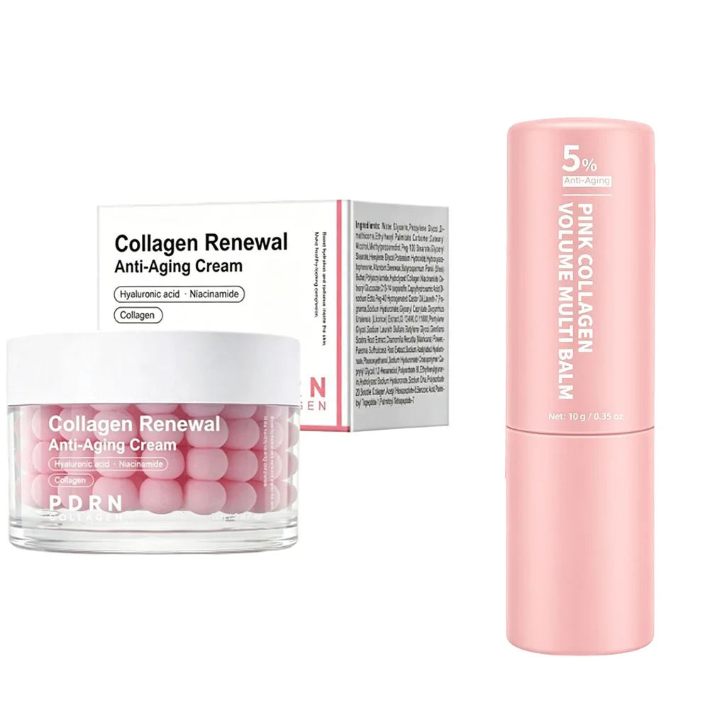 Stick multi-baume volume au collagène rose et PDRN – Soin hydratant anti-rides au NAD+ pour le visage, le contour des yeux et les lèvres, raffermissant pour les ridules