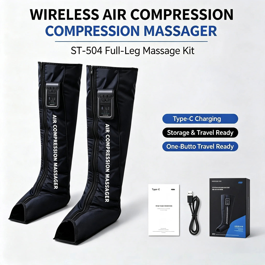 Botas de compresión neumática de 360° para piernas completas: masajeador de piernas por compresión de aire inflable profesional para la circulación y relajación muscular | Cobertura envolvente total
