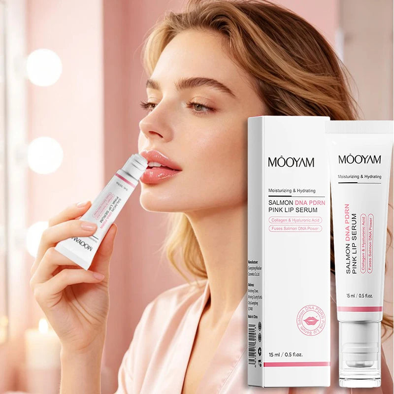 Sérum labial de salmón PDRN – Esencia reparadora de labios con colágeno y ácido hialurónico de 15 ml para hidratación profunda, labios secos y agrietados, y líneas de expresión.