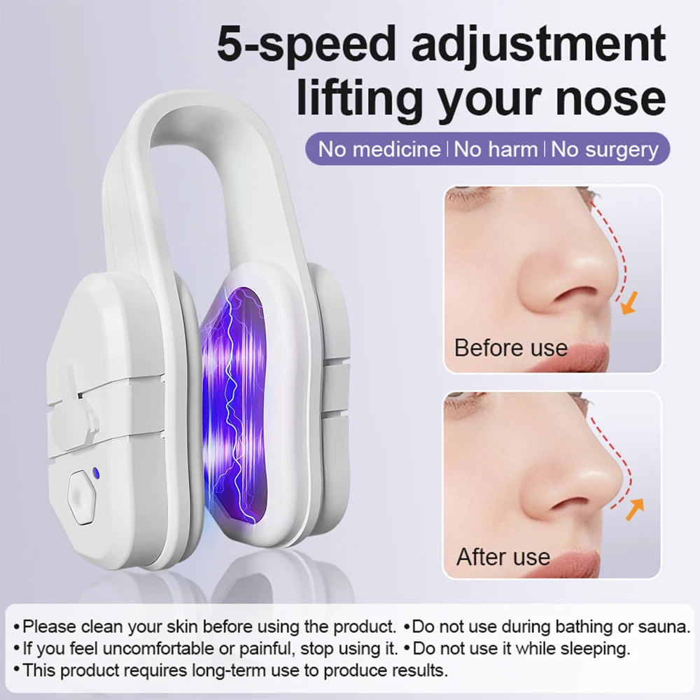 Masseur sculpteur et remodelant nasal EMS – Pince nasale à technologie à impulsions en silicone pour rehausser l'arête du nez et contournage non chirurgical | Outil de beauté amélioré