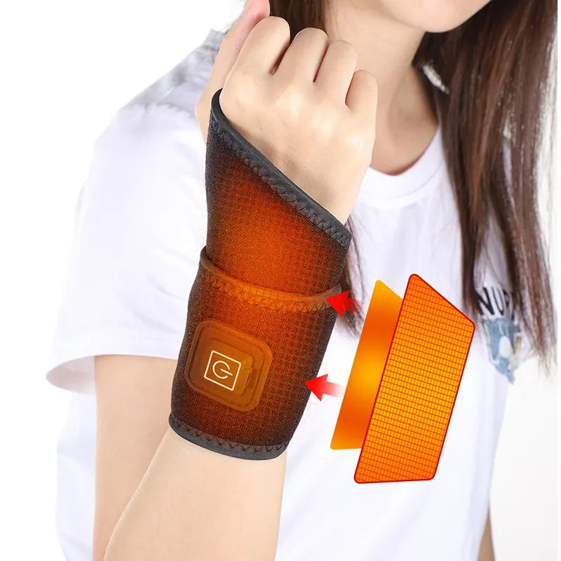 Protège-poignet chauffant et attelle de maintien – Thérapie par chaleur électrique USB, bracelet de sport respirant pour massage des mains et soin des articulations