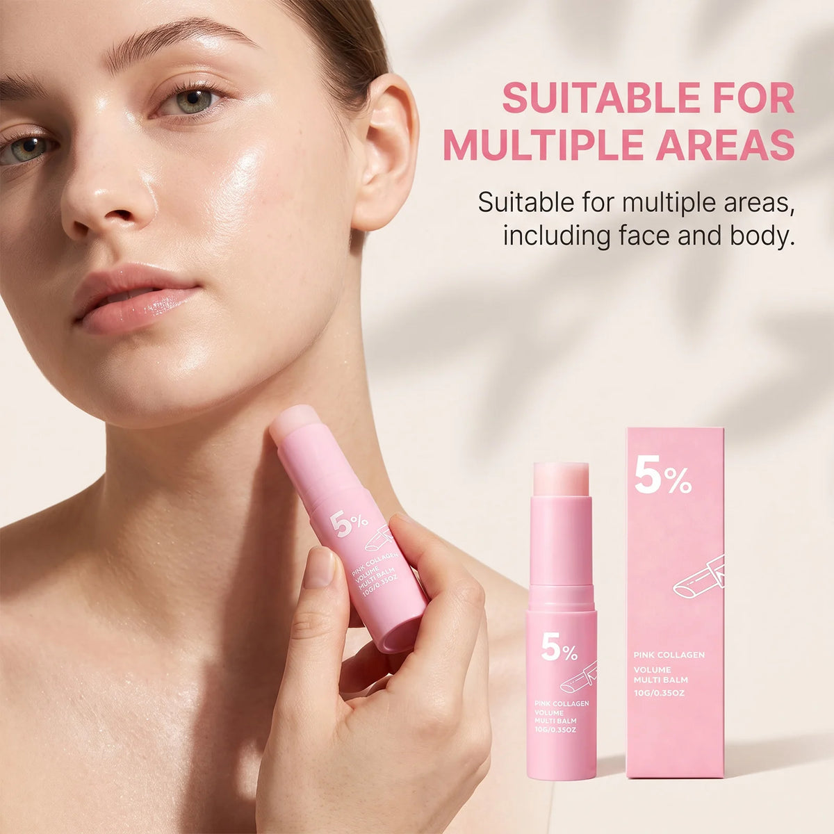 PDRN Pink Collagen Volume Multi Balm Stick – 5% PDRN & Volufiline tiefenwirksame feuchtigkeitsspendende, straffende & aufpolsternde Pflege für Gesicht, Augen & Hals
