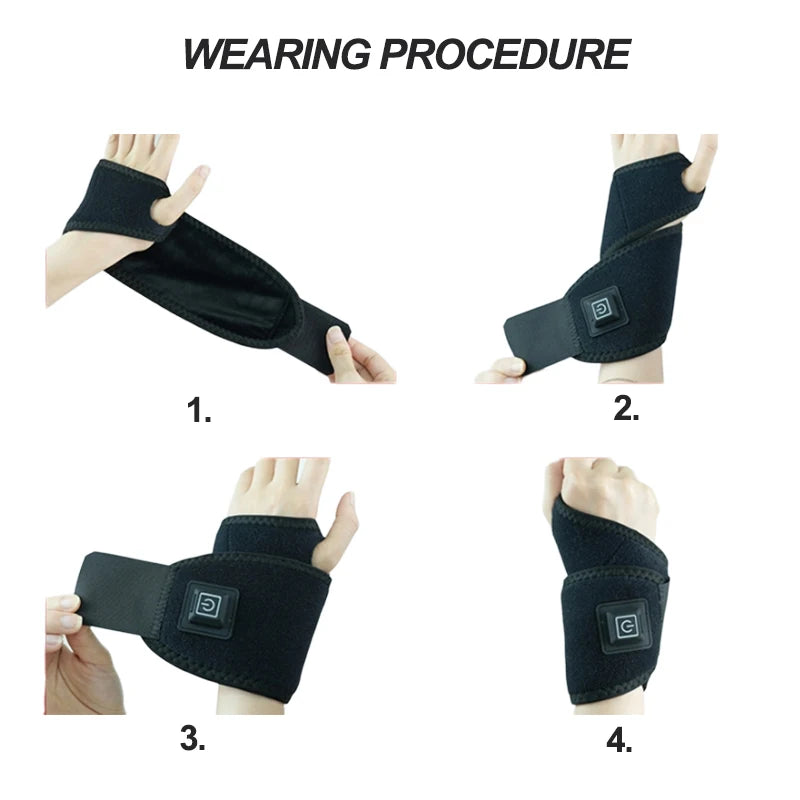Protège-poignet chauffant et attelle de maintien – Thérapie par chaleur électrique USB, bracelet de sport respirant pour massage des mains et soin des articulations