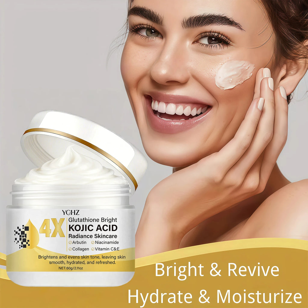 Crema facial de ácido kójico: Iluminadora, correctora de manchas oscuras e hidratante | Día y noche | 60 g