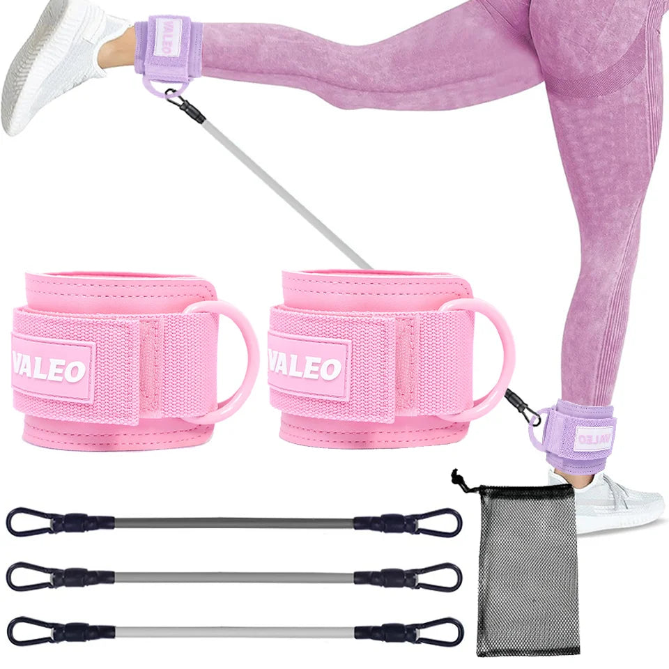 Juego de bandas de resistencia LOOGDEEL con correas para tobillos – Tobilleras con peso y soporte de entrenamiento para piernas, acolchados y ajustables, para máquinas de cable, yoga y deporte