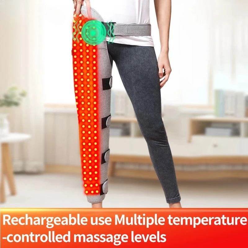 Genouillère chauffante à lumière rouge – Chauffe-cuisse, genou et mollet avec thérapie par la lumière rouge pour le soulagement de la douleur et la relaxation musculaire