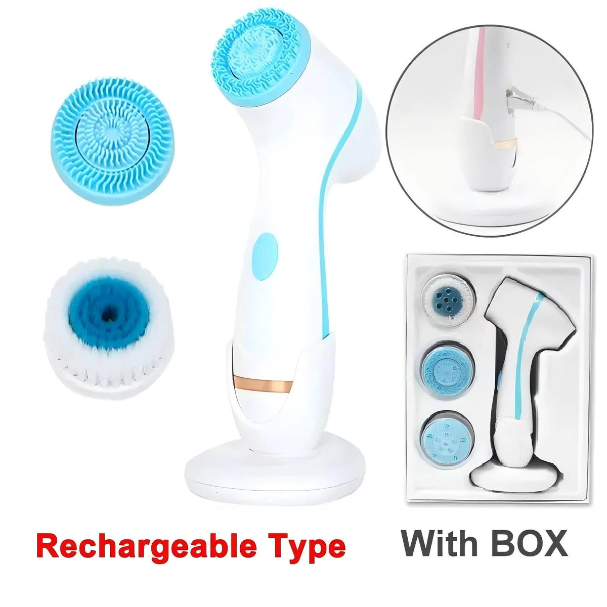 Ultrasonic 3-in-1 Electric Facial Cleansing Brush – Sonic Rotating Face Massager for Deep Cleansing & Glowing Skin Care