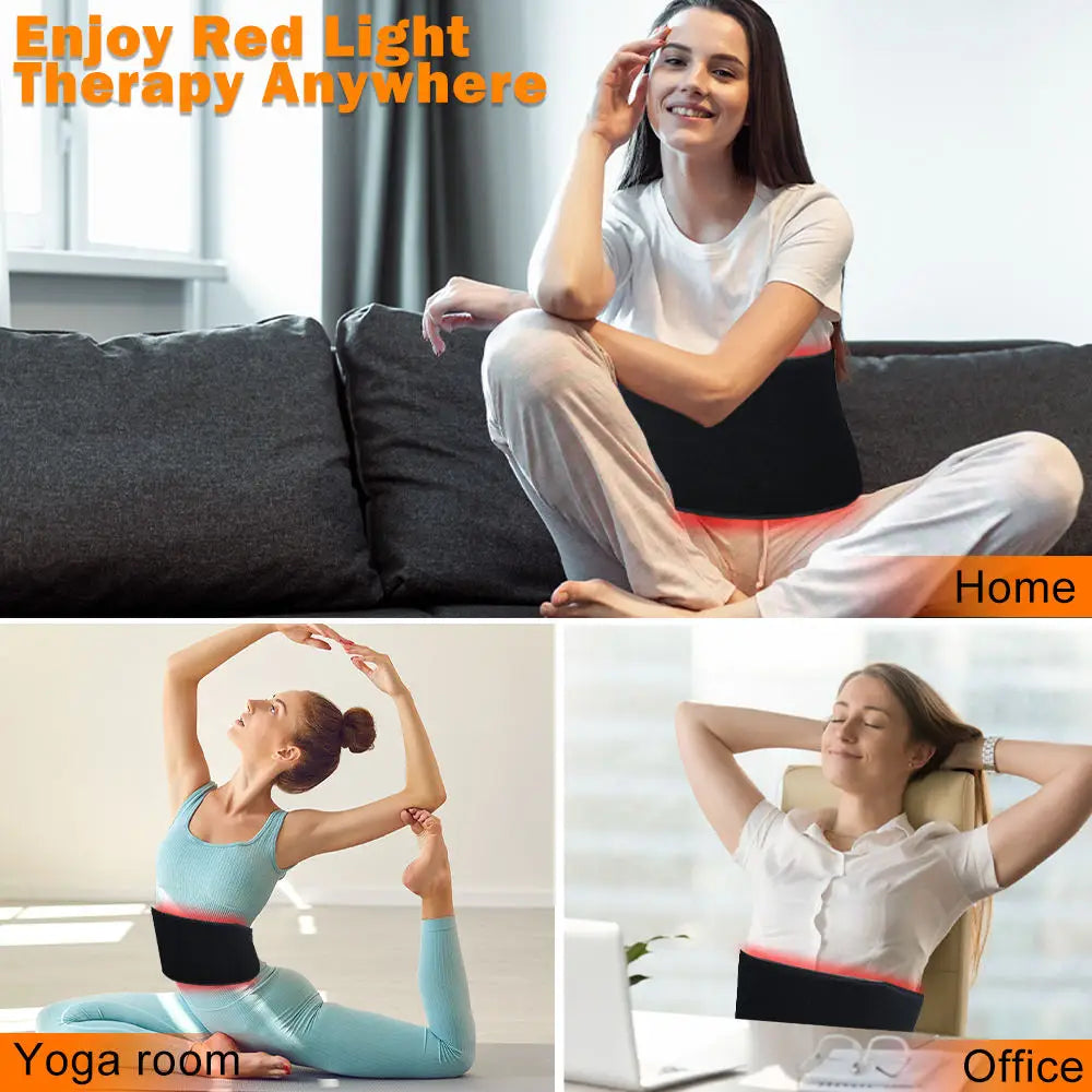 Rotlicht-Therapie-Pad – 660 nm & 850 nm Infrarot-Rotlicht-Therapie-Gürtel mit Vibration & Puls zur Linderung von Schulter-, Taillen- und Muskelschmerzen