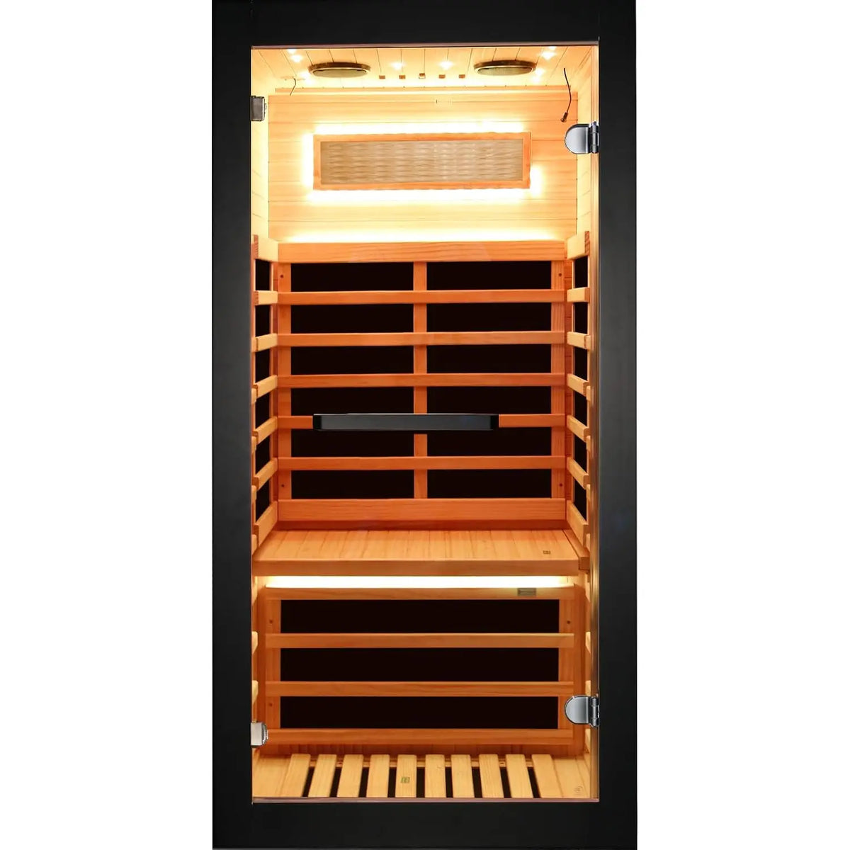 Sauna infrarouge individuel – Pruche du Canada, 1450 W | Cabine de sauna domestique personnalisable | Sauna infrarouge intérieur entièrement fermé pour une personne