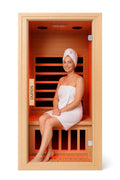 Sauna infrarroja personal para el hogar – Sauna seca de cicuta, bajo EMF, 1200 W / 110 V | Panel de control LCD | Cabina de sauna interior personalizable