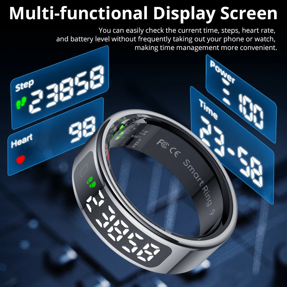 Bague connectée COLMI R12 2025 – Écran d'affichage et tactile, chargement sans fil, gestionnaire de santé, étanche 5 ATM | Bague connectée pour hommes et femmes