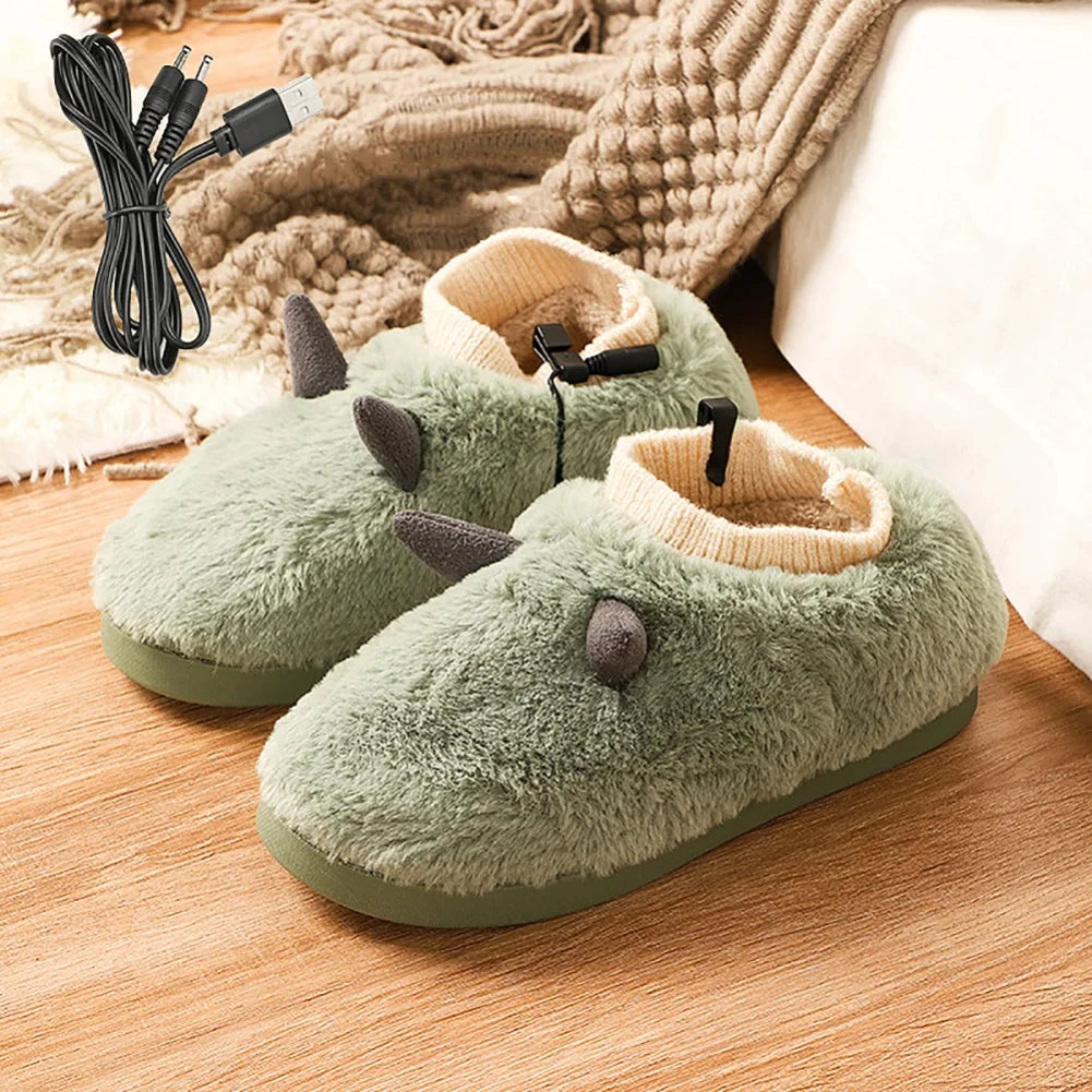 Pantuflas calefactables USB: zapatos de invierno eléctricos, suaves y adorables, con forro extraíble y lavable | Calentador de pies USB para el hogar