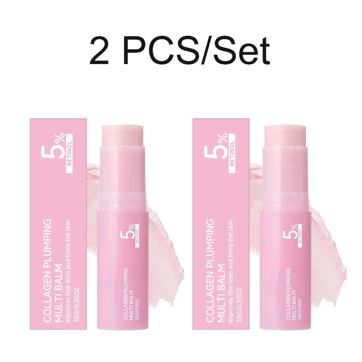 PDRN Pink Collagen Multi Balm Stick Set – 5 % PDRN feuchtigkeitsspendender, straffender & aufhellender Hautpflege-Stick für unterwegs gegen feine Linien