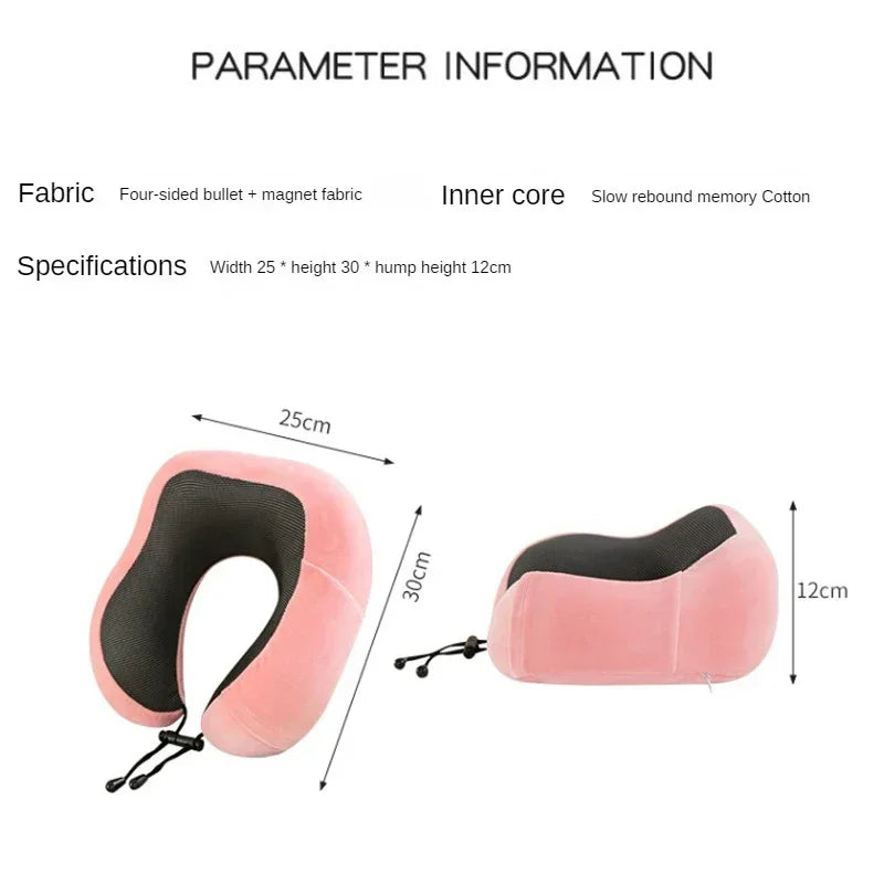 Oreiller de voyage en mousse à mémoire de forme en U – Confort de voyage, soutien cervical et massage
