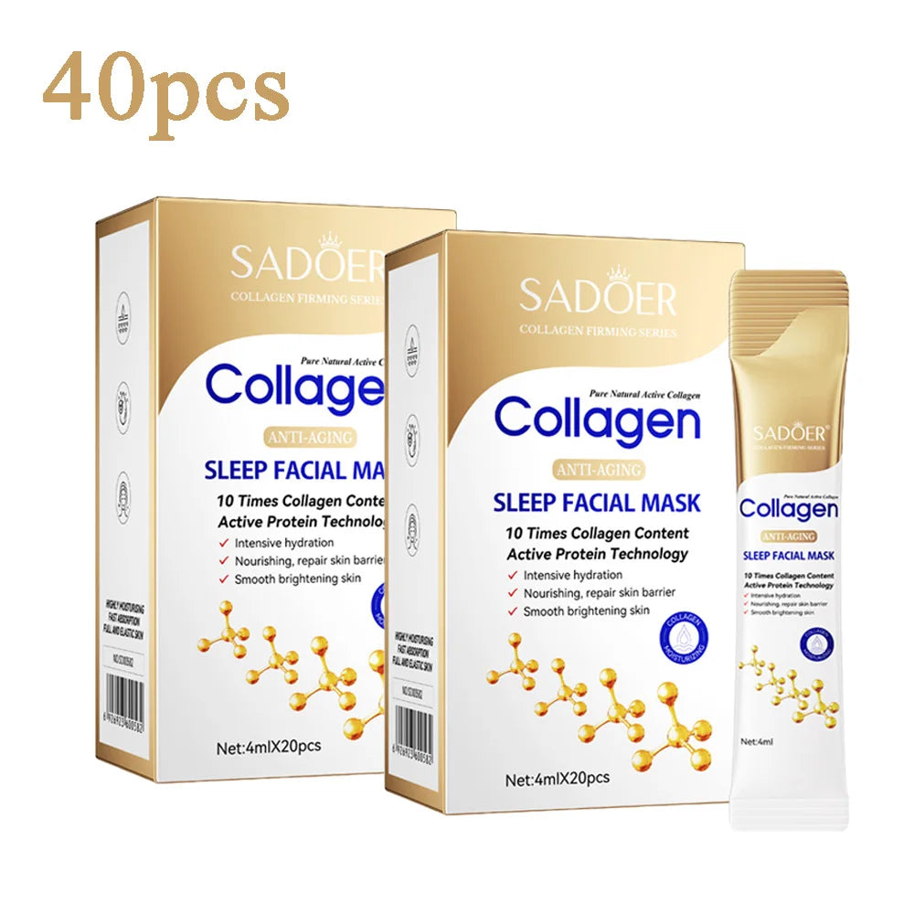 SADOER 80-Piece Collagen Sleeping Facial Mask – Overnight Moisturizing, Firming & Brightening Skin Care Treatment