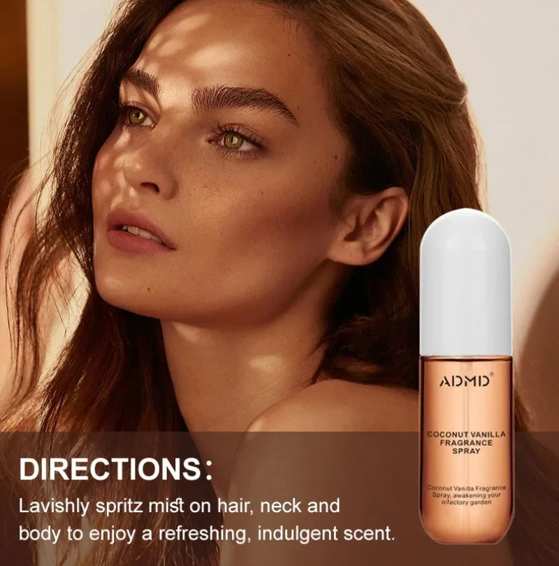 Spray de perfume de coco: refrescante de doble uso para cabello y cuerpo de larga duración, fragancia compacta lista para viajar (1 o 2 unidades)
