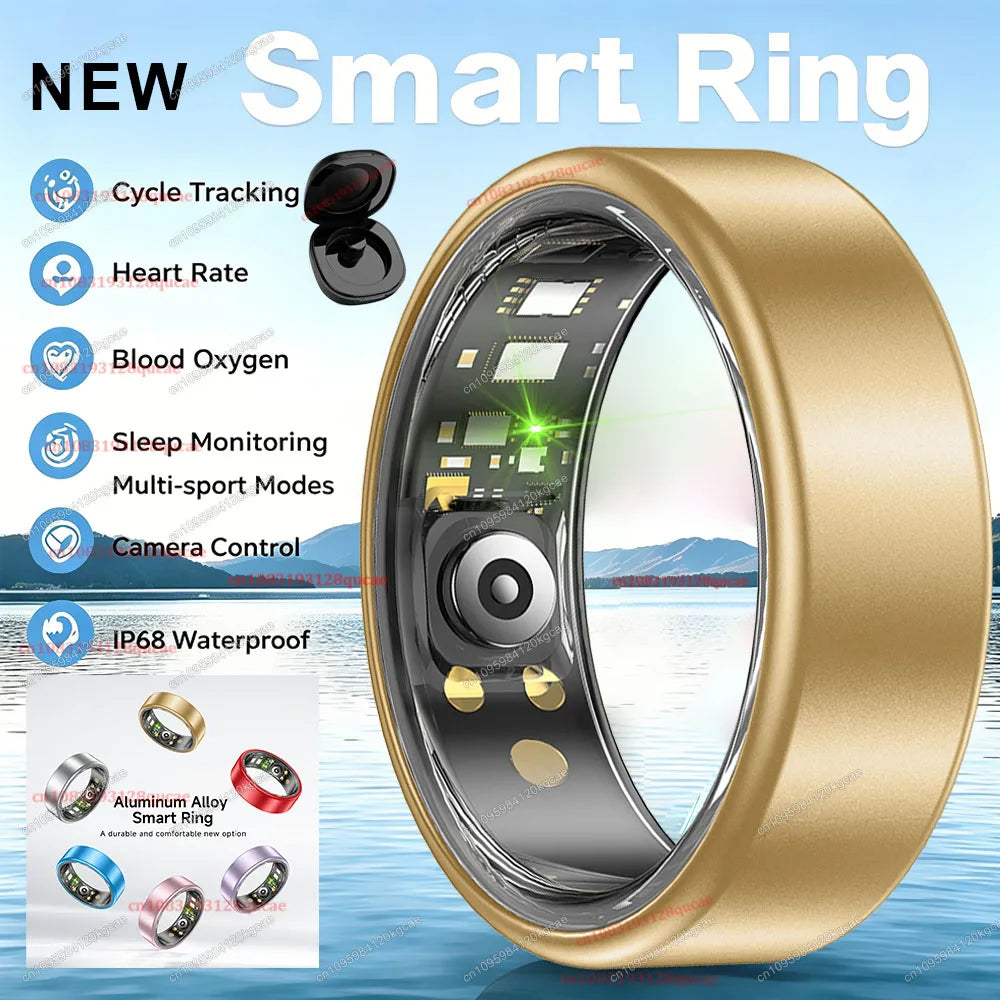 Anillo inteligente R10 con estuche de carga: monitoreo de frecuencia cardíaca, sueño y salud, resistente al agua IP68 y modo multideporte para hombres y mujeres