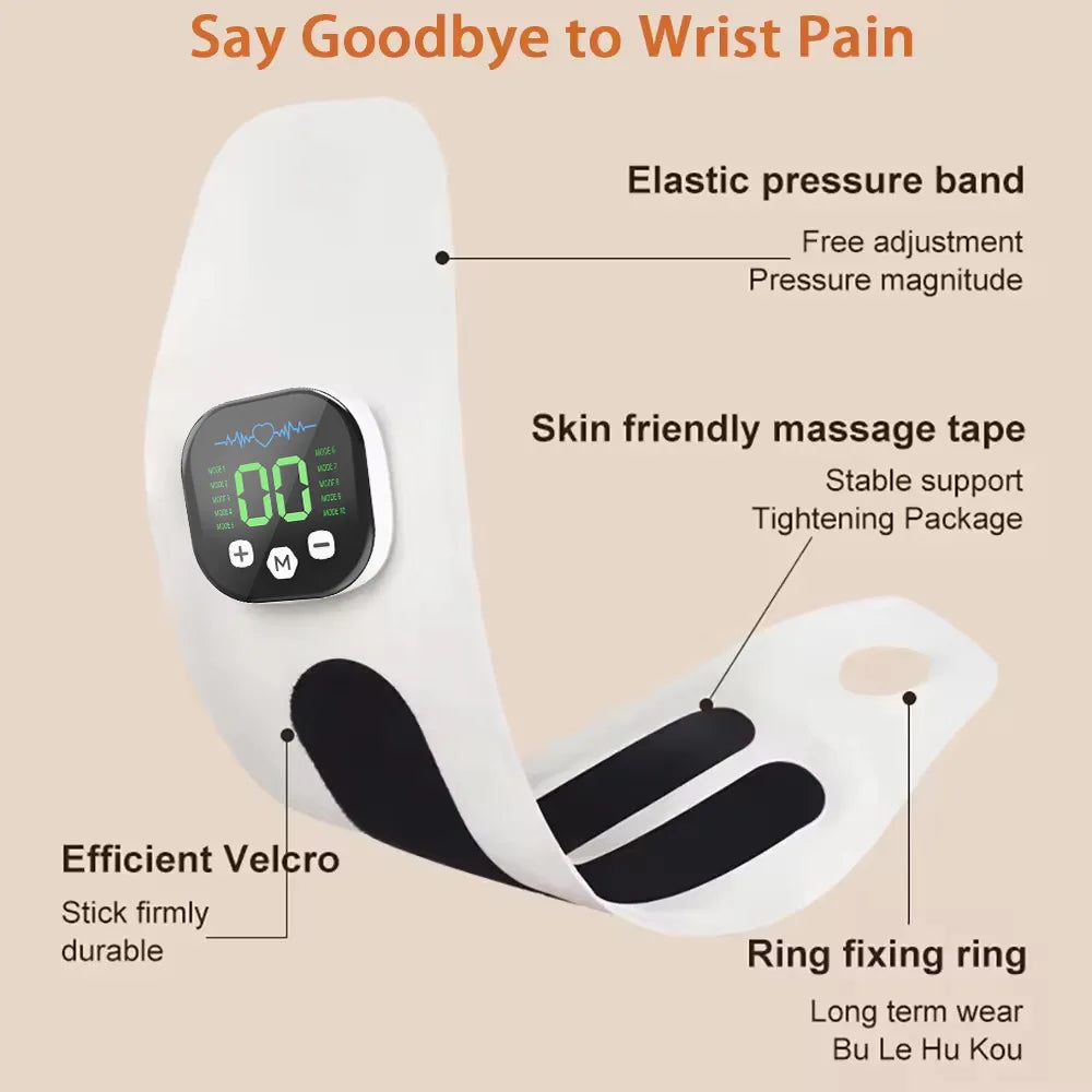 EMS Elektrisches Hand- & Handgelenk-Massagegerät – 10 Modi, Vibration & USB wiederaufladbar | Kabellose Handgelenkbandage zur Linderung von Muskelermüdung