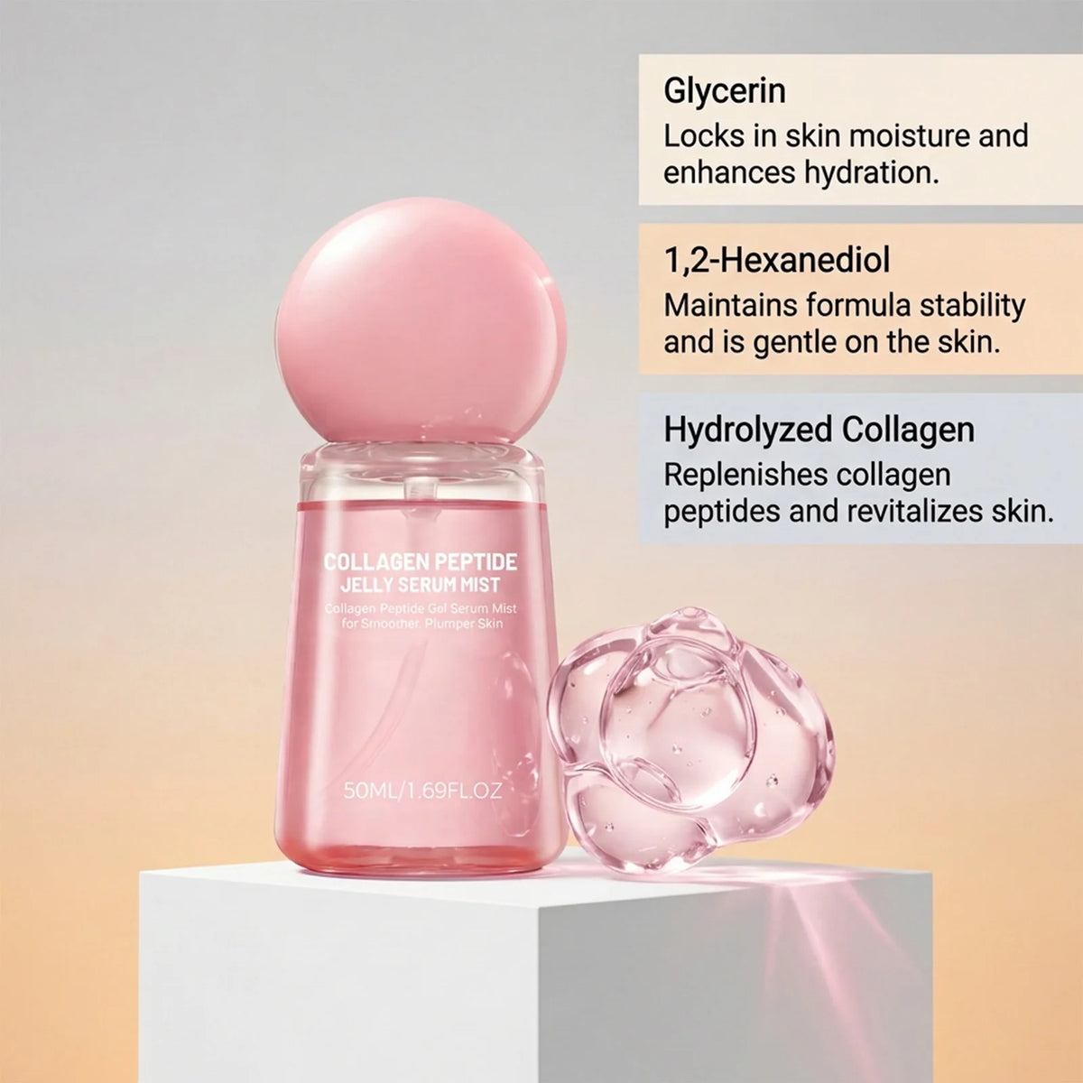 Set de Bruma en Gel de Colágeno y Péptidos con Caviar PDRN – Hidratación instantánea, firmeza y brillo radiante antienvejecimiento | Tecnología de gel a bruma | Ideal para viaje y regalo