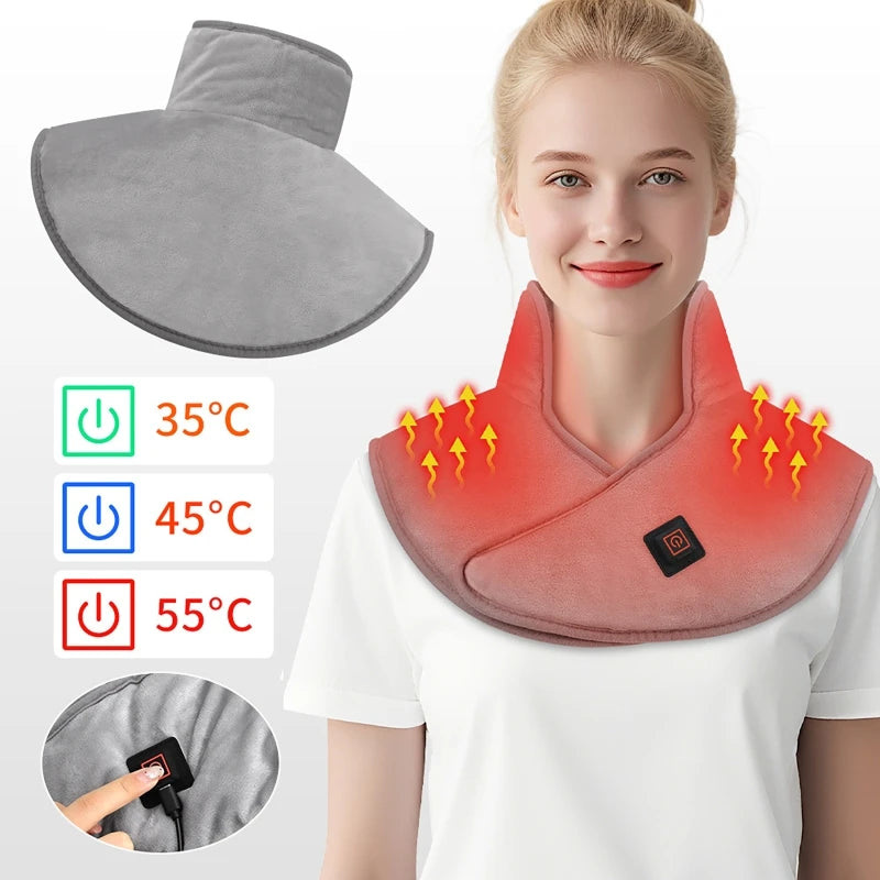 Elektrischer Heizschal für Schulter & Nacken – 3-stufiger Wärmewickel zur Linderung von Nacken-, Schulter- und Rückenschmerzen, USB-beheizte Entspannungshilfe
