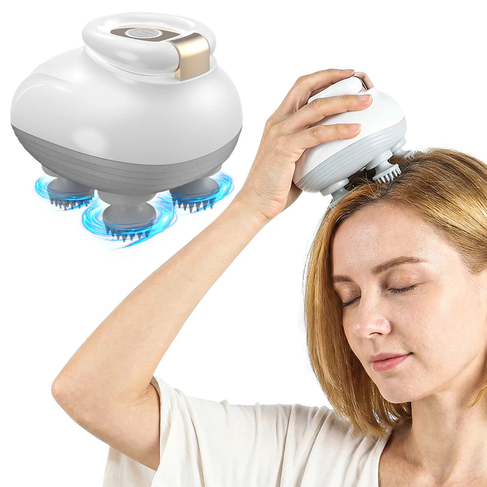 Cepillo masajeador eléctrico para cuero cabelludo – Dispositivo inalámbrico recargable para masaje de amasamiento | Cepillo de champú impermeable para limpieza profunda y relajación | Regalo para hombres y mujeres