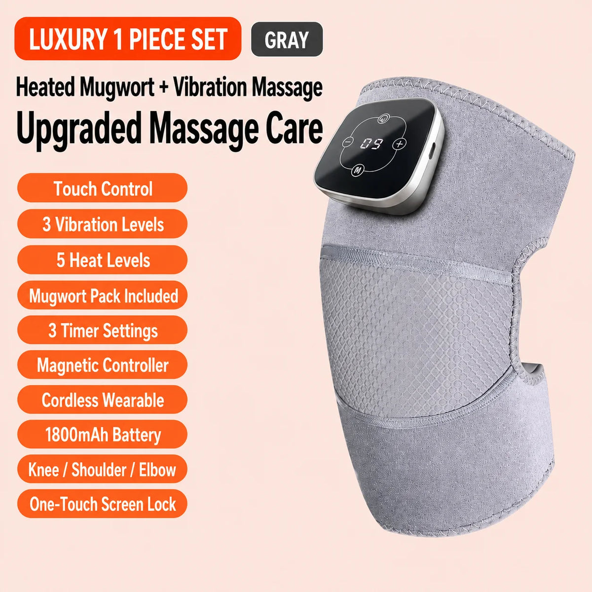 Electric Heated Knee Massager – Vibration Massage Pad with 5 Heat Levels | 3-in-1 Knee, Shoulder & Elbow Brace | Magnetic Controller