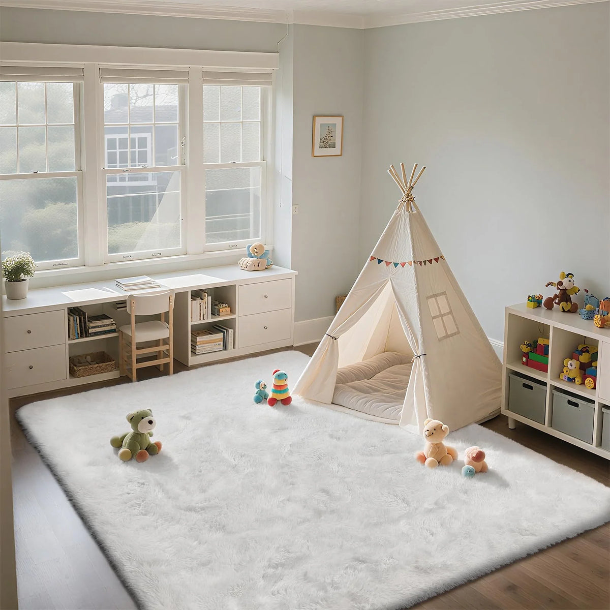 Alfombra mullida extrasuave: tapete esponjoso para dormitorio, sala de estar y cuarto de niños