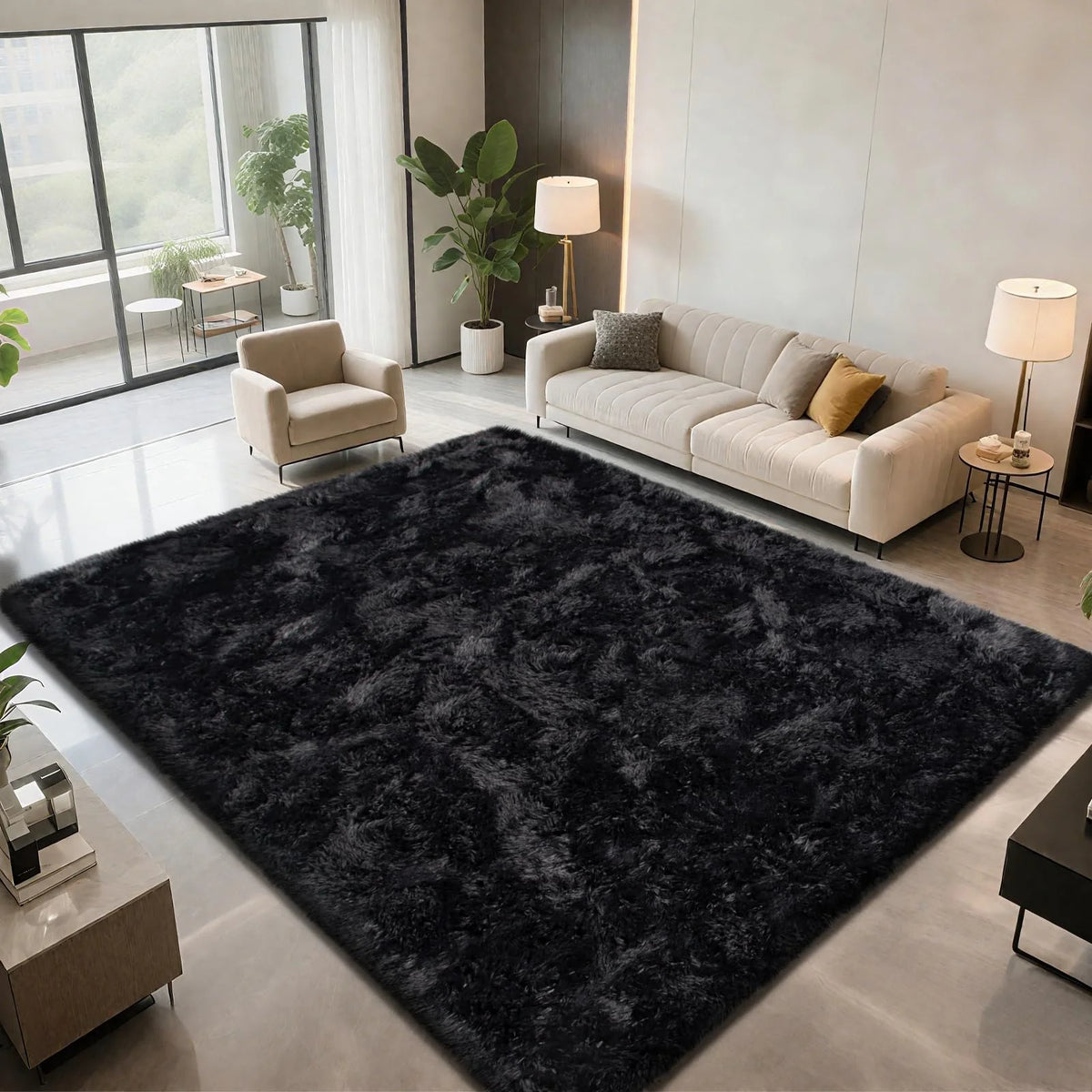 Alfombra mullida extrasuave: tapete esponjoso para dormitorio, sala de estar y cuarto de niños