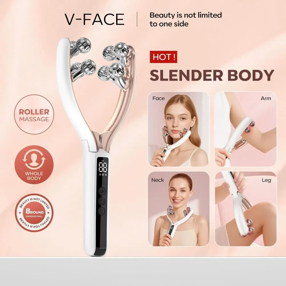Wireless 3D Roller Microcurrent Facial Massager – Rechargeable Portable Lifting & Toning Tool with 3 Intensity Levels