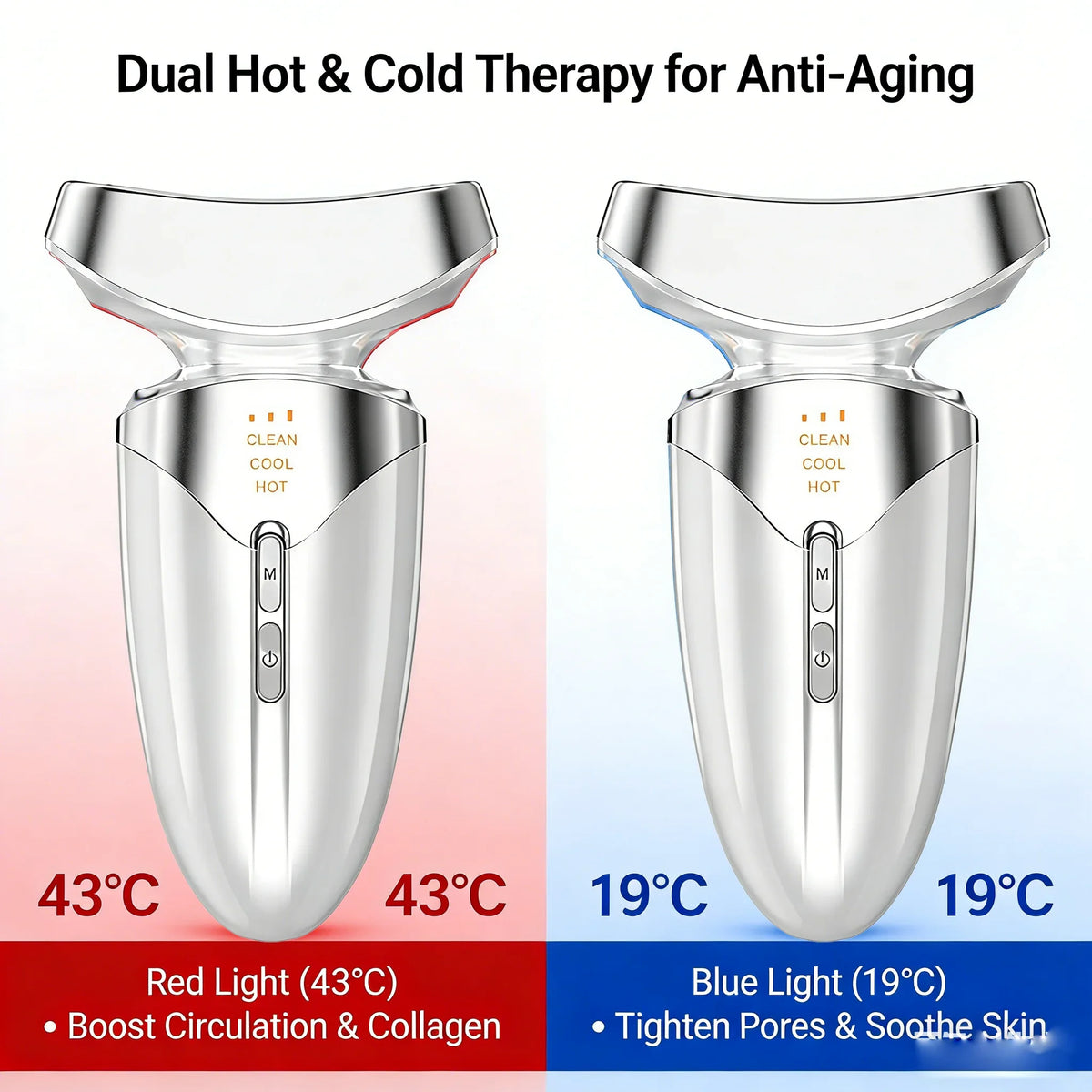 3-in-1 LED-Gesichts- und Halsmassagegerät für Wärme- und Kälteanwendungen – Face-Sculpting-Tool für Anti-Aging, Lifting und zur Straffung schlaffer Haut