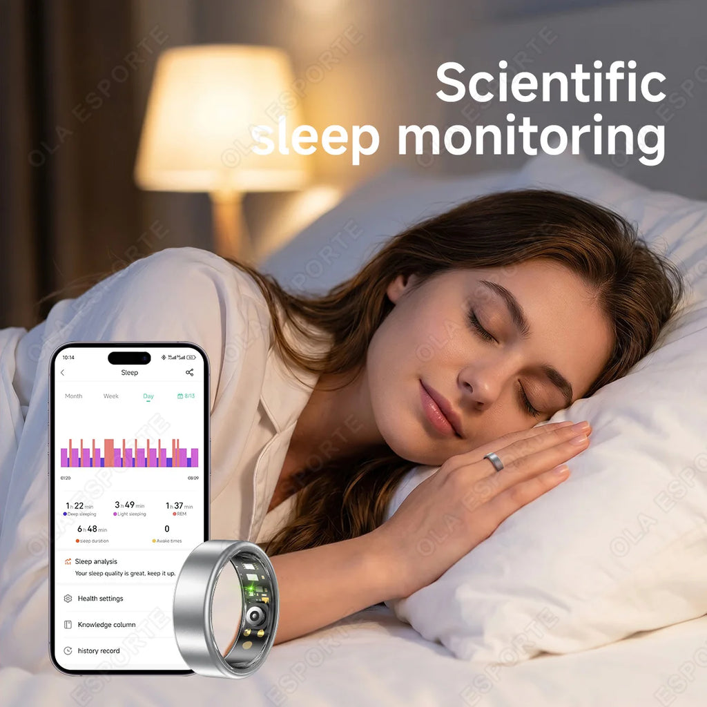 R10 Smart Ring mit Ladeetui – Herzfrequenz-, Schlaf- und Gesundheitsüberwachung, IP68 wasserdicht & Multisport-Modus für Damen und Herren