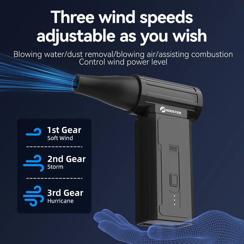 Ventilador Turbo Booster W01 – Soplador de aire inalámbrico sin escobillas recargable de 100,000 RPM | Limpiador de computadoras y teclados, plumero de aire y secador eléctrico