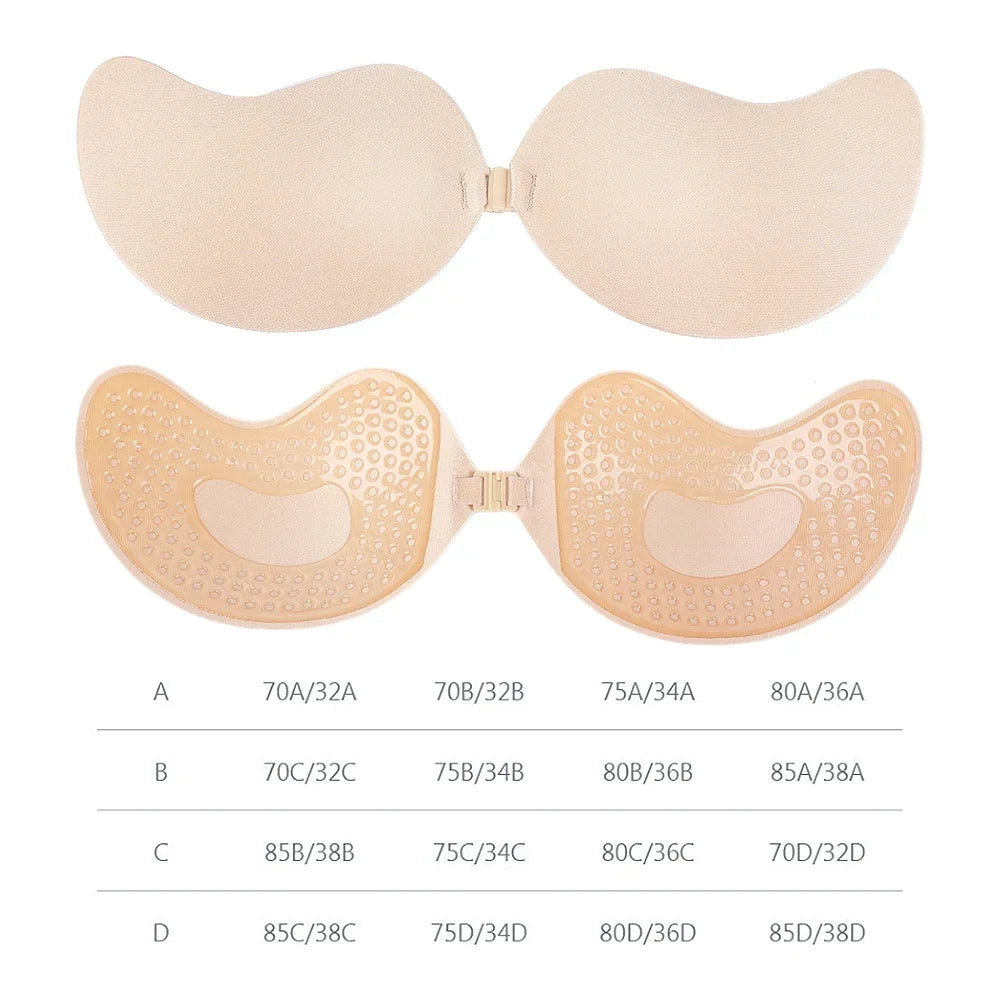 Unsichtbarer Push-up-BH – Rückenfreier, trägerloser und selbsthaftender Silikon-Bralette für Damen