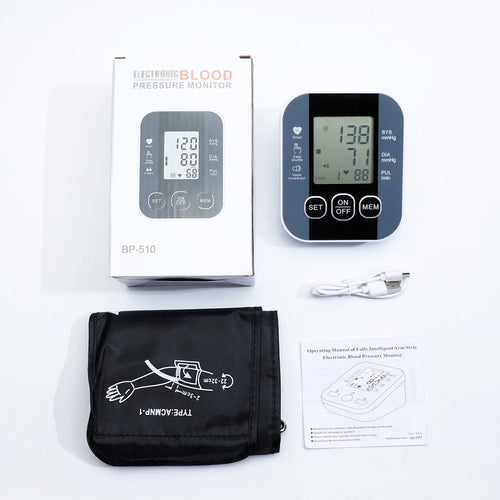 Digital Arm Blood Pressure Meter Cuff Medical Automatic Pressure Tonometer Tensiometer Heart Rate Pulse Meter BP Monitor Healthy