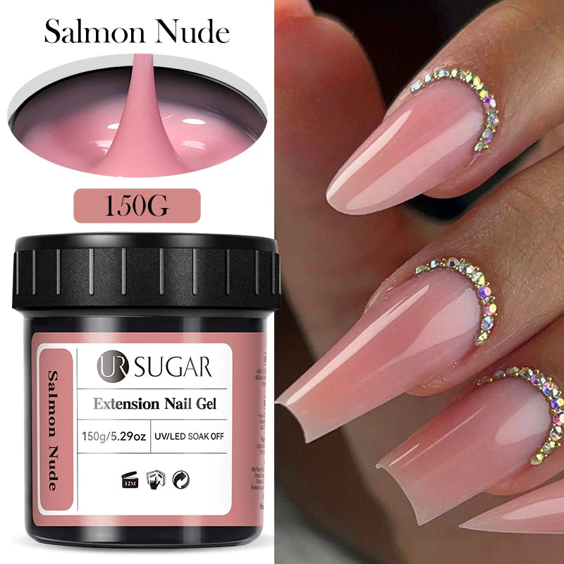 UR SUGAR 150g Nail Extension Gel – Transparent, Jelly White & Light Pink UV/LED Builder Gel for French & Acrylic Manicure
