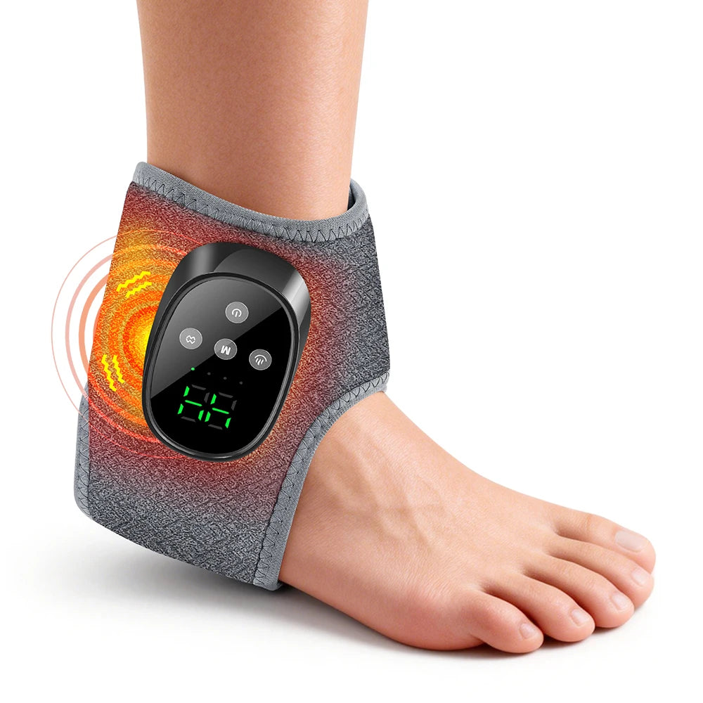 Masajeador eléctrico de pies y tobillos con calor: Envoltura vibratoria inalámbrica para el cuidado y relajación de las piernas | Almohadilla portátil para el hogar, la oficina, mujeres y personas mayores