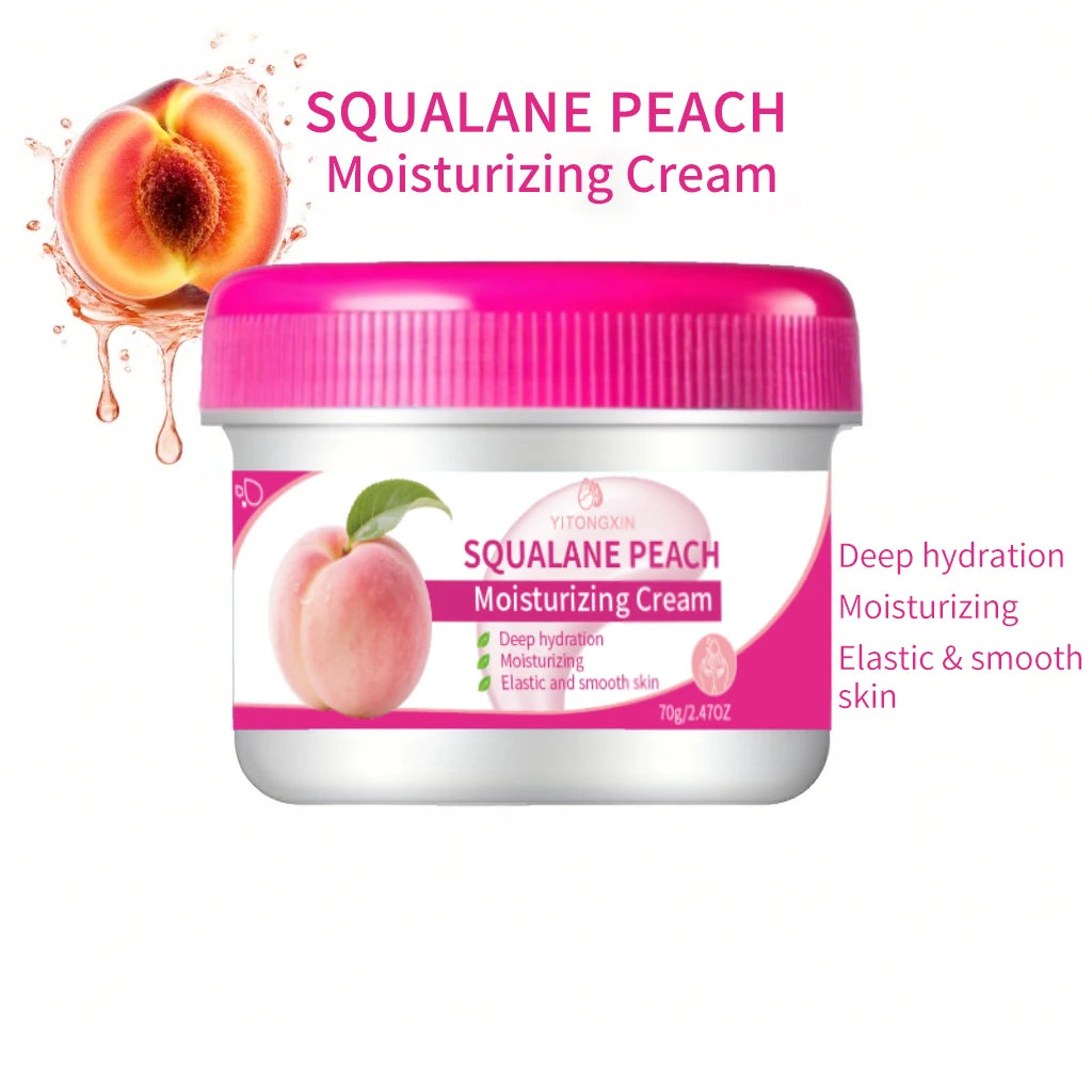 Squalane Peach Feuchtigkeitscreme 70g – Tiefenwirksame Feuchtigkeit für trockene, rissige Hände & Füße | Pflanzliche Squalane-Reparaturformel