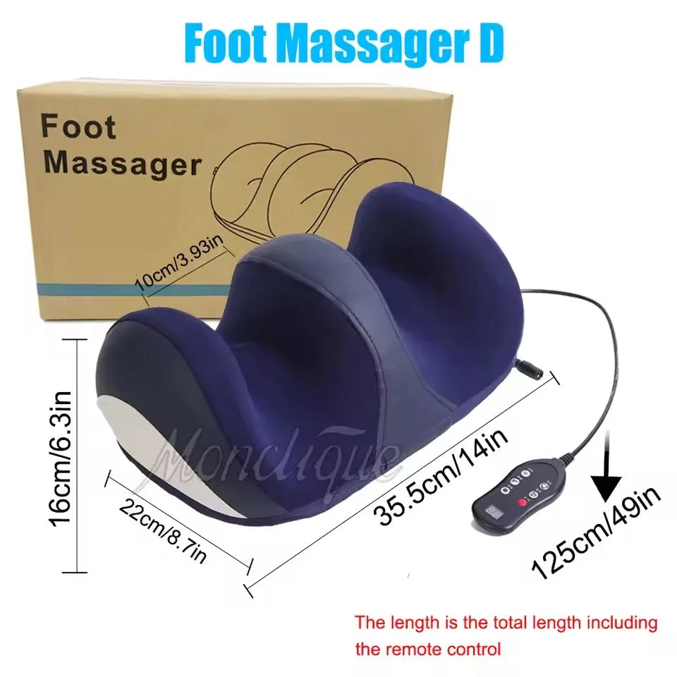 Grand masseur électrique pour pieds et jambes – Compresse chaude, pétrissage Shiatsu et rouleau pour mollets | Soulagement profond de la fatigue musculaire et relaxation | Couverture complète des jambes