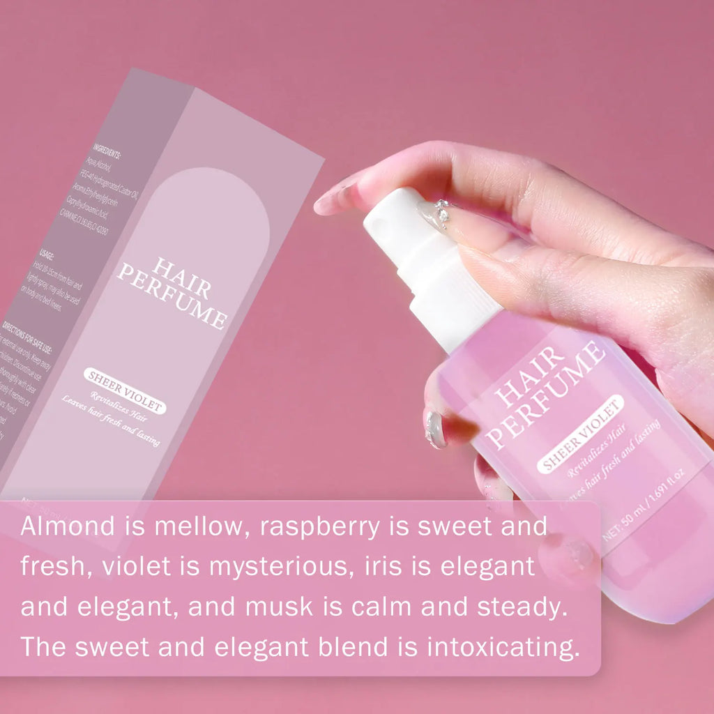 Sheer Violet Haarparfüm – 50 ml, reinigendes Deodorant-Spray für Haar, Körper & Kissen mit sanftem Moschusduft für Damen
