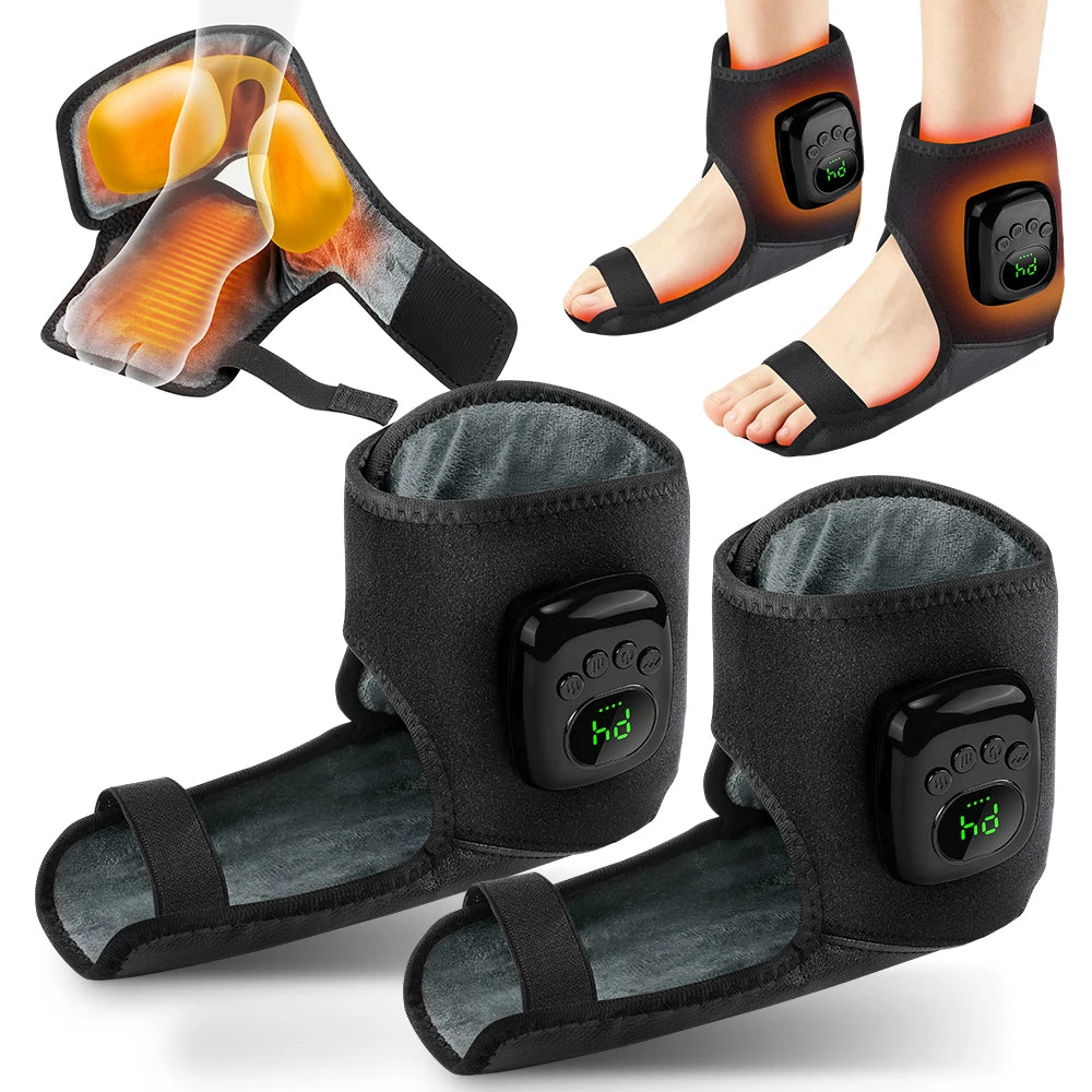 Tobillera térmica con compresión de aire – 3 niveles de calor, masajeador neumático para pies | Cuidado de tobillo inalámbrico recargable y soporte de compresa caliente