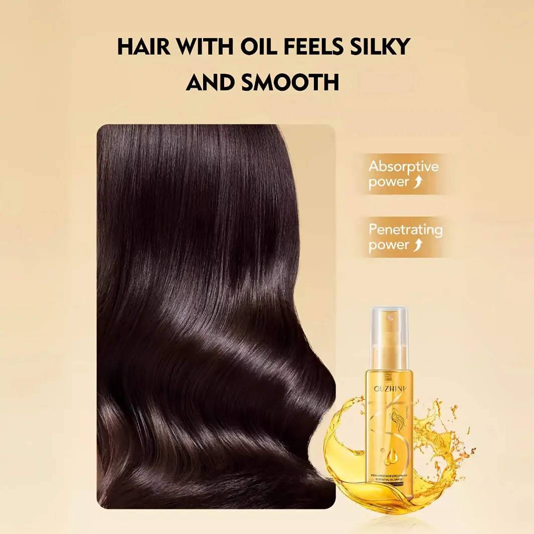 Spray de aceite esencial para el cuidado del cabello con fragancia: acondicionador suavizante anti-frizz, perfume para el cabello hidratante, nutritivo y de larga duración (100 ml)
