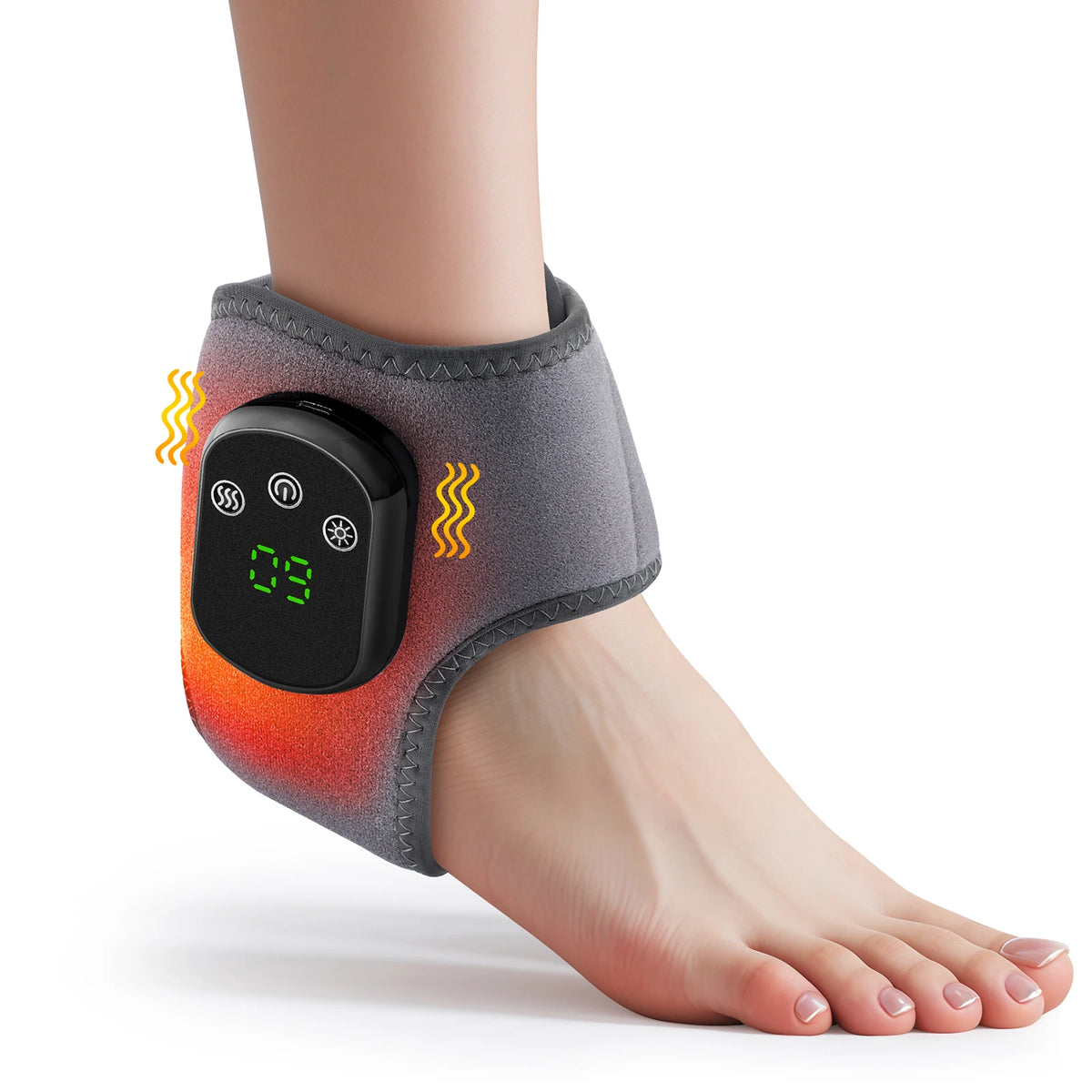 Masajeador de tobillo eléctrico: vibración y compresa caliente para la recuperación, soporte y protección de esguinces de la articulación del tobillo | Dispositivo de relajación de pies con tobillera térmica