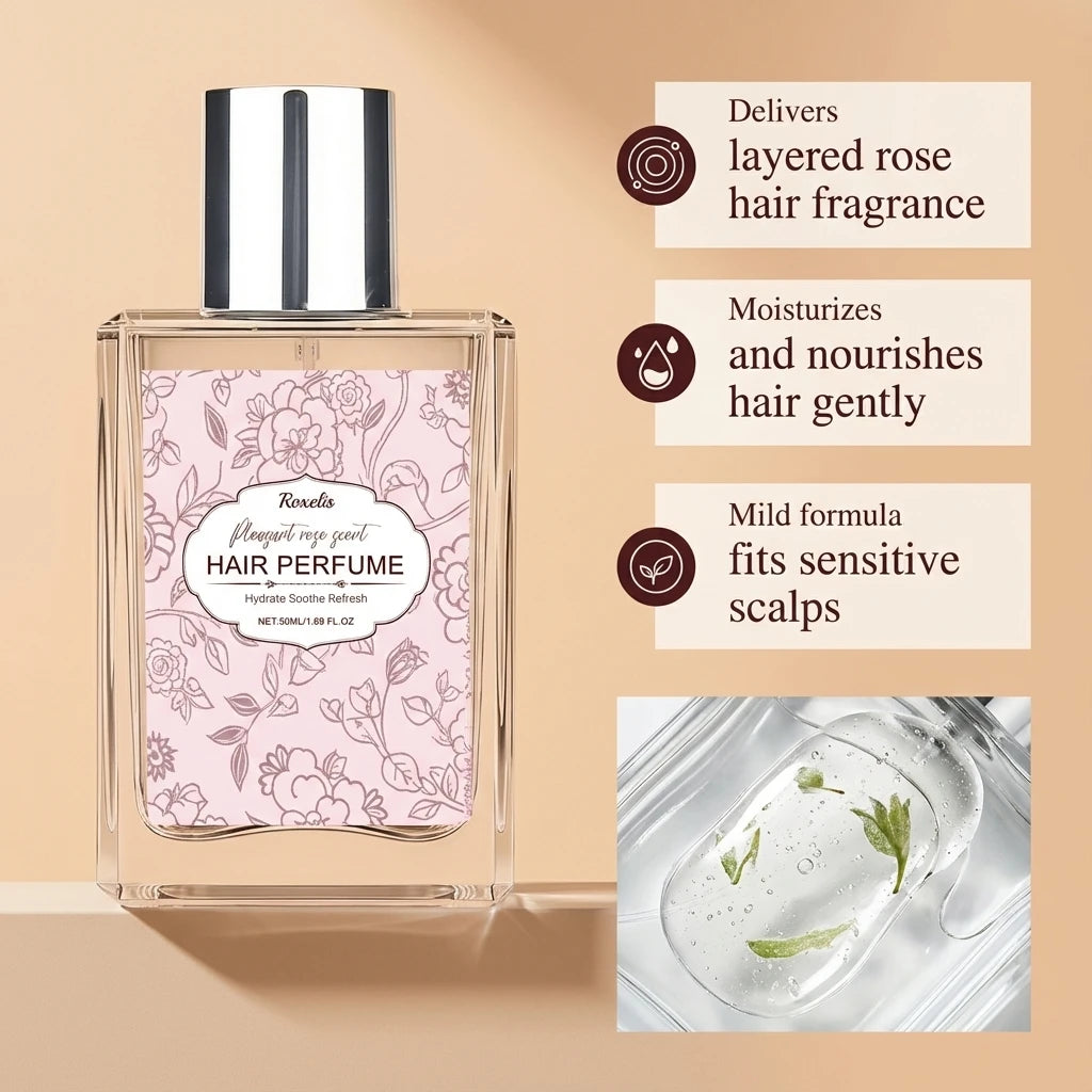 رذاذ عطر الشعر برائحة الورد الناعم – ماء تواليت طبيعي ولطيف لشعر برائحة منعشة وأنيقة يومياً