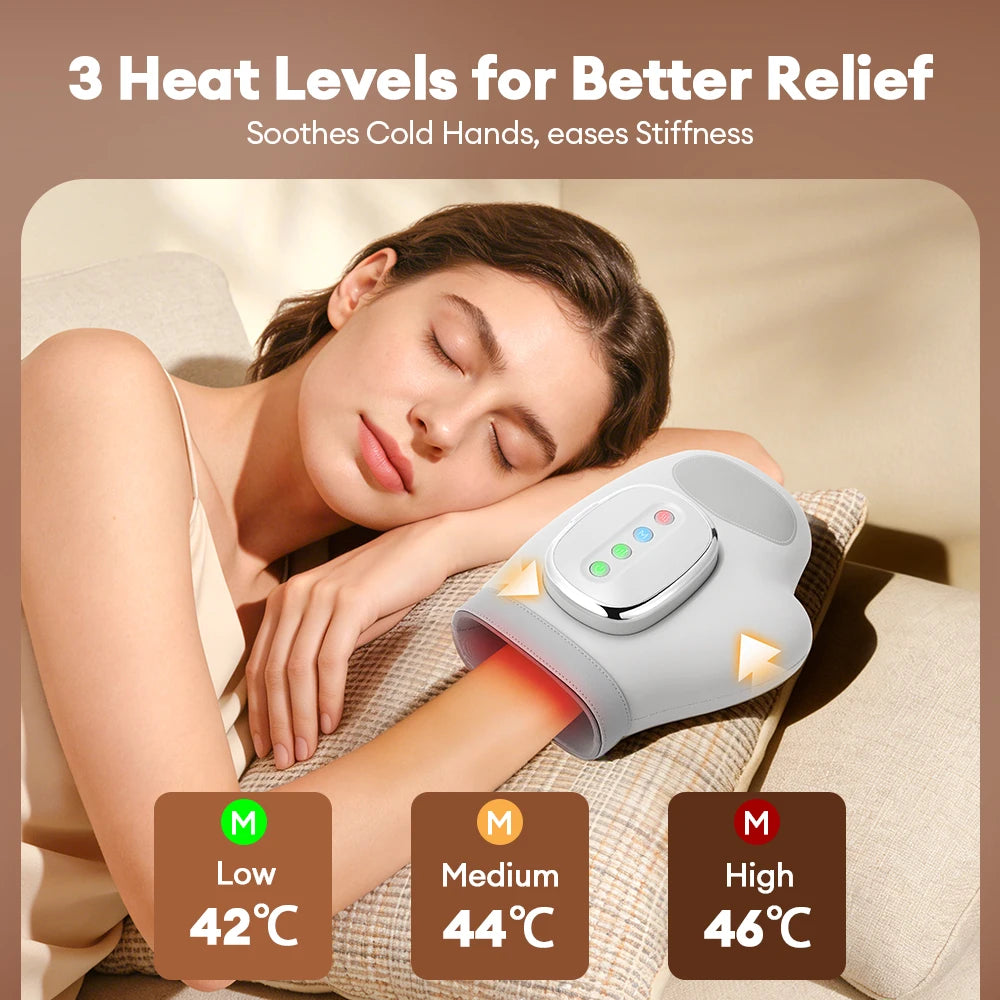Gant de massage électrique – Compression par air pour le soulagement des doigts, du pouce, de la paume et des points d'acupression