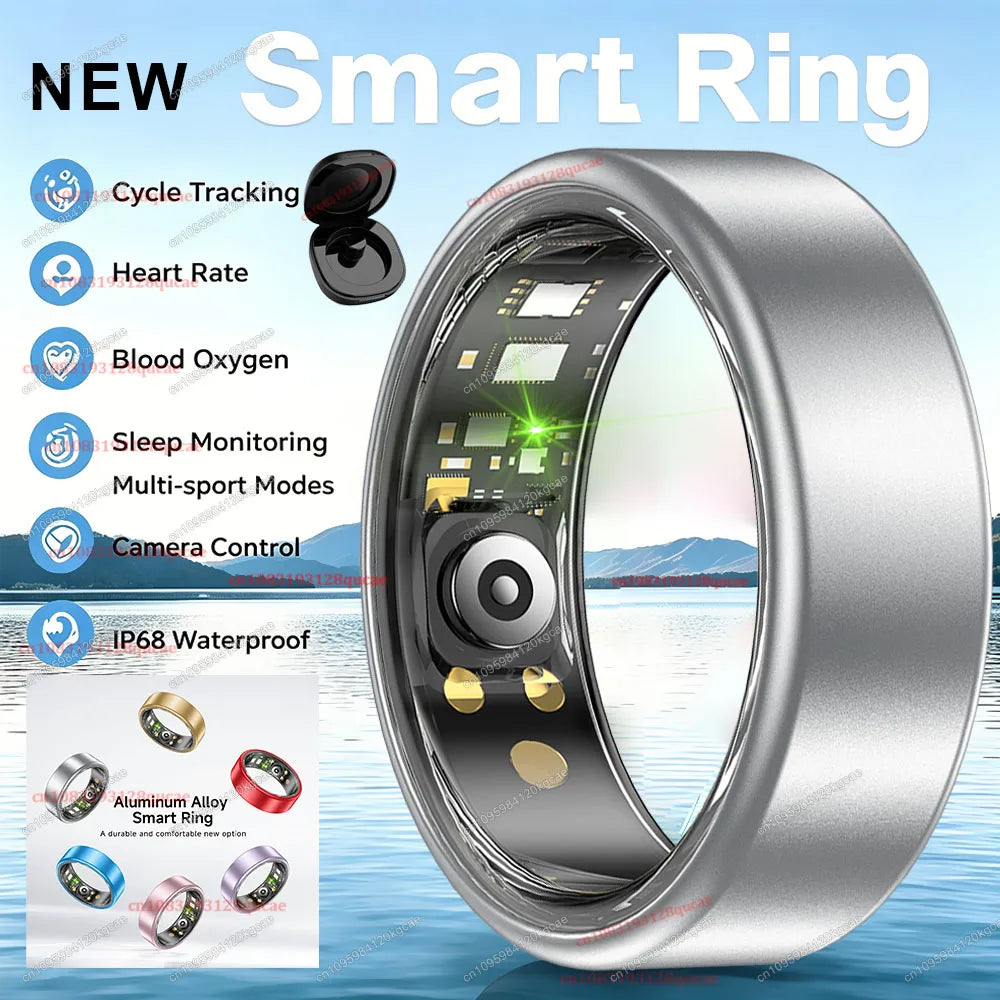Anillo inteligente R10 con estuche de carga: monitoreo de frecuencia cardíaca, sueño y salud, resistente al agua IP68 y modo multideporte para hombres y mujeres