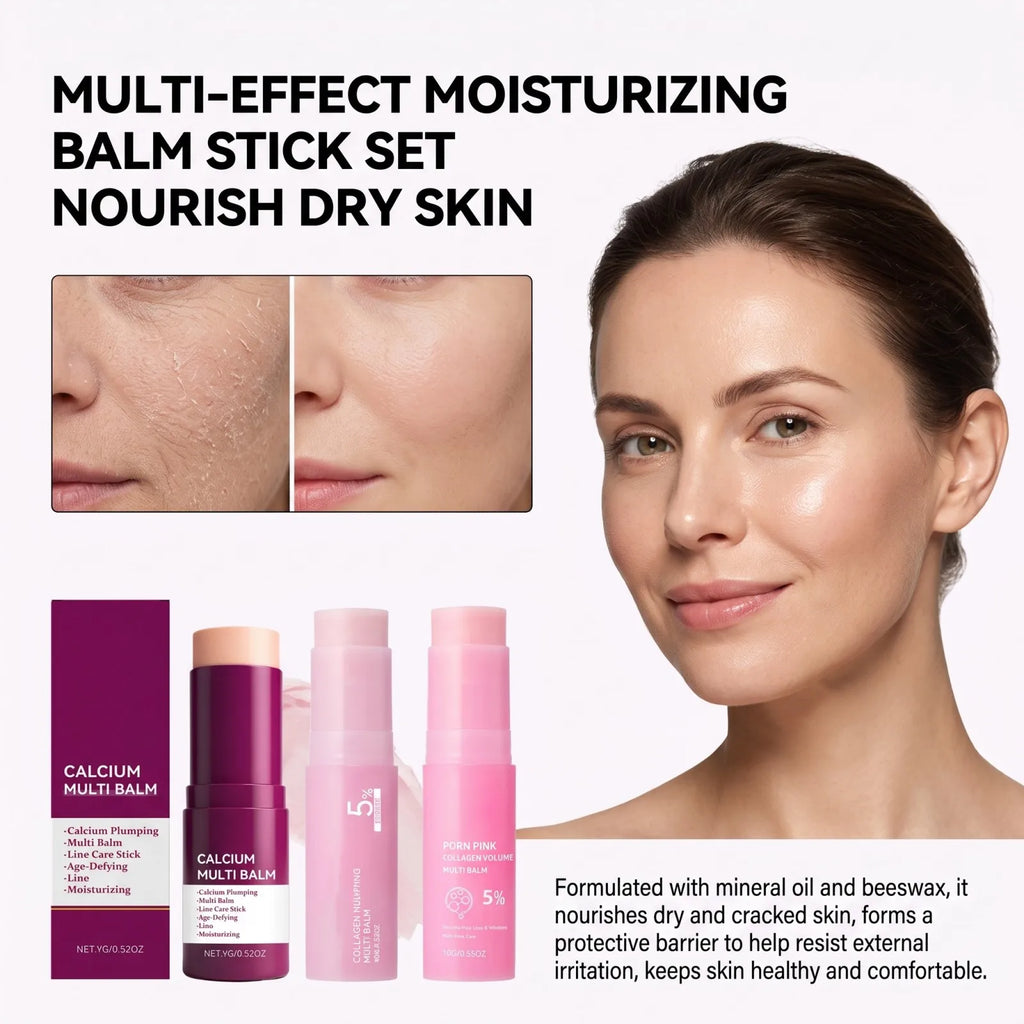 PDRN Pink Collagen Multi Balm Stick Set – 5 % PDRN feuchtigkeitsspendender, straffender & aufhellender Hautpflege-Stick für unterwegs gegen feine Linien