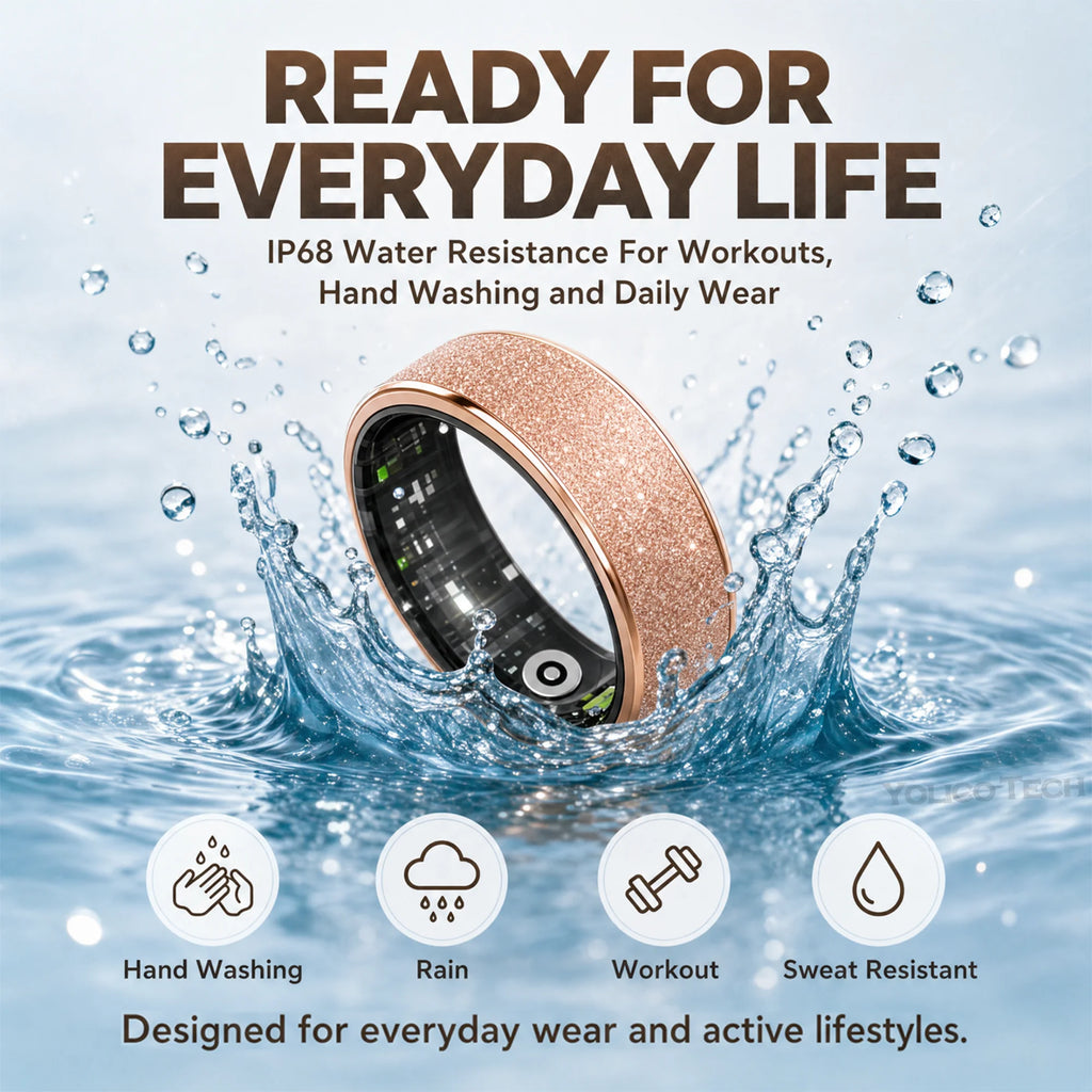 Smart-Ring mit Körpertemperaturüberwachung – IP68 Edelstahl-Gesundheits-Tracker für Paare & Familien | Markantes Lade-Etui | Geschenkfertig